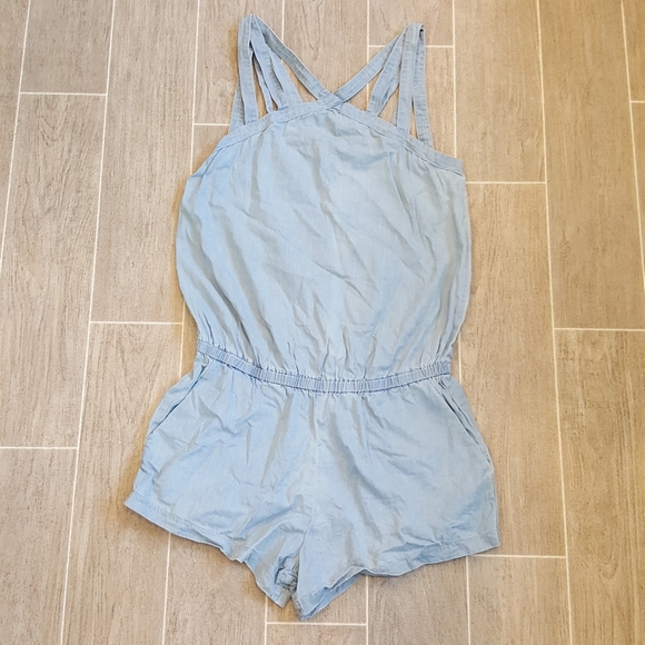 Fabletics Pants - Fabletics Blue Chambray Romper
